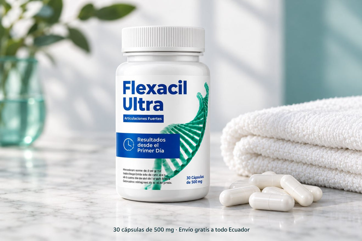 Lo que recibes: frasco de Flexacil Ultra con sus cápsulas