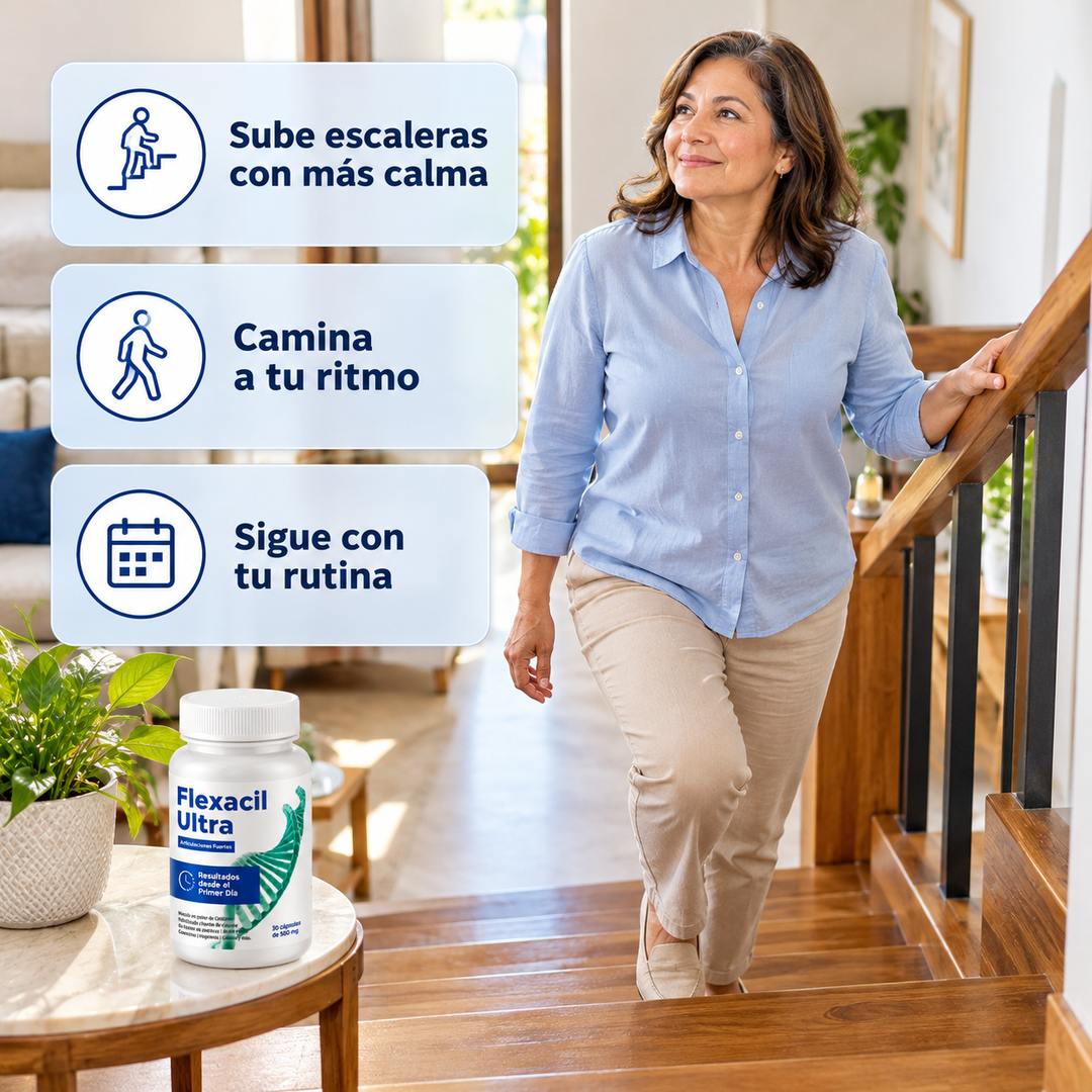 Mujer subiendo la escalera de su casa con calma